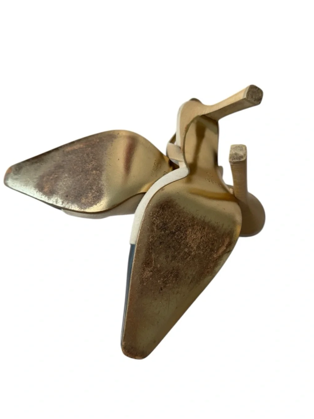 Gucci Two-Tone Slingback Pumps in Beige and Black with Gold Interior - Picture 8 of 11